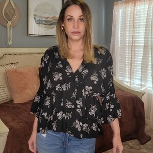 Anthropologie RO & DE Boho Style High Low Ruffle Top